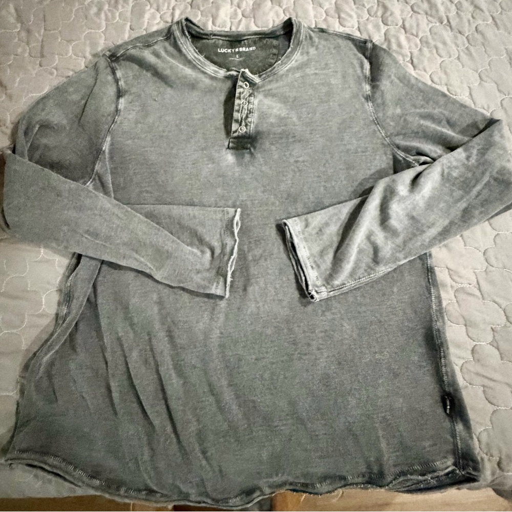 Lucky Brand Washed Gray Long Sleeve Tee